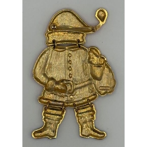 Vintage Don-Lin Signed Reticulated Santa Christmas Brooch Pin Large - Picture 2 of 4